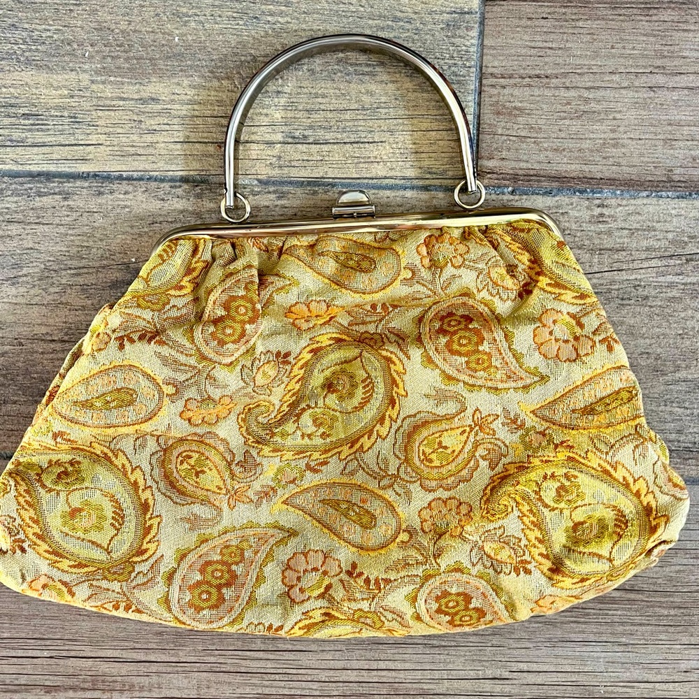 Vtg paisley tapestry purse handbag